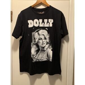 Dolly Parton Shirt Adult Large Black White Dolly Portrait Country Legend Womens